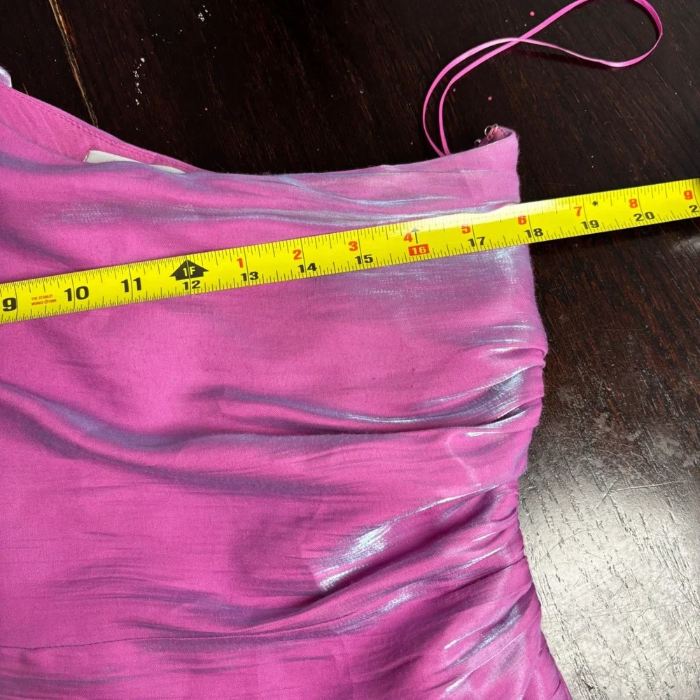 Hausen Purple Iridescent One Shoulder Ruffle Ruched Mini Dress Sz‎ Large Event